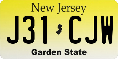 NJ license plate J31CJW
