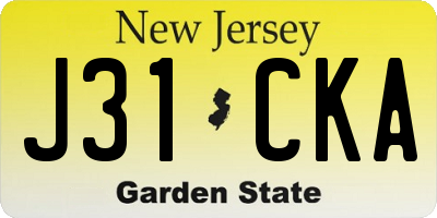 NJ license plate J31CKA