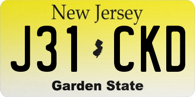 NJ license plate J31CKD