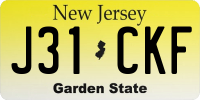 NJ license plate J31CKF