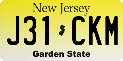 NJ license plate J31CKM