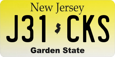 NJ license plate J31CKS