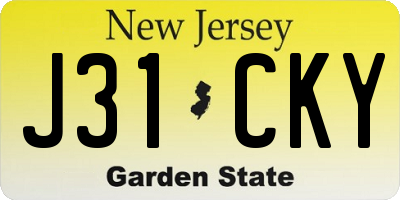 NJ license plate J31CKY