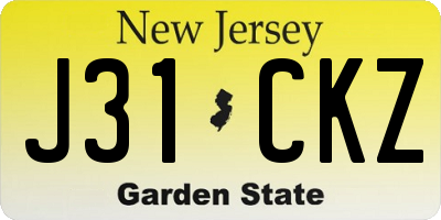 NJ license plate J31CKZ
