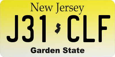 NJ license plate J31CLF