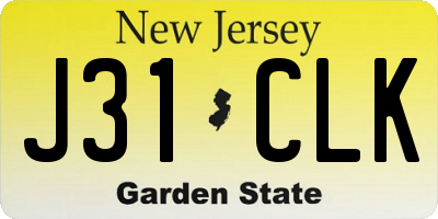 NJ license plate J31CLK