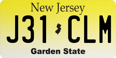 NJ license plate J31CLM