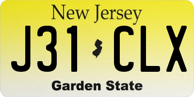 NJ license plate J31CLX
