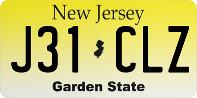 NJ license plate J31CLZ