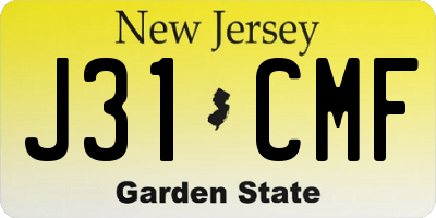 NJ license plate J31CMF