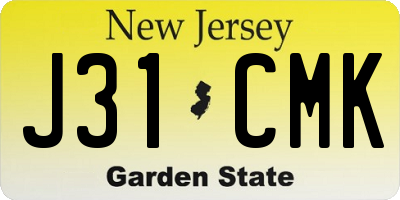 NJ license plate J31CMK
