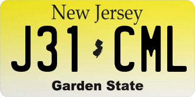 NJ license plate J31CML