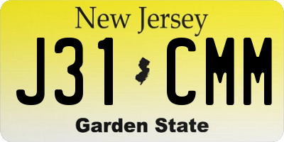NJ license plate J31CMM