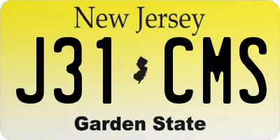 NJ license plate J31CMS
