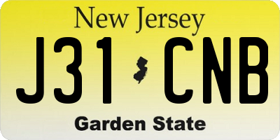 NJ license plate J31CNB
