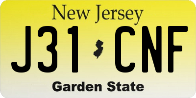 NJ license plate J31CNF