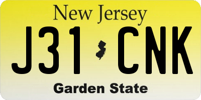 NJ license plate J31CNK