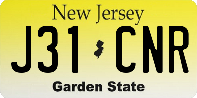 NJ license plate J31CNR