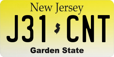 NJ license plate J31CNT
