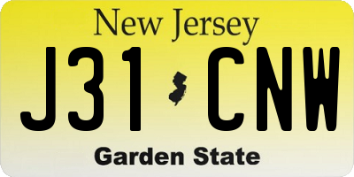 NJ license plate J31CNW