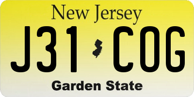 NJ license plate J31COG