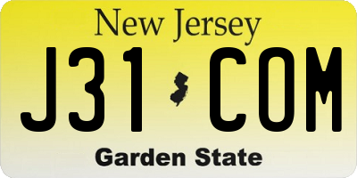 NJ license plate J31COM