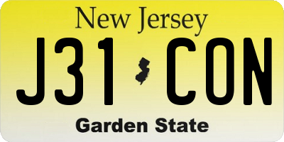 NJ license plate J31CON