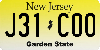 NJ license plate J31COO