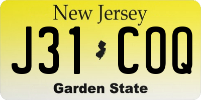 NJ license plate J31COQ