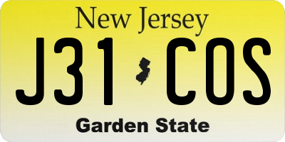 NJ license plate J31COS