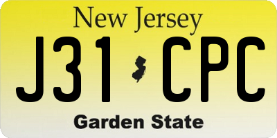 NJ license plate J31CPC