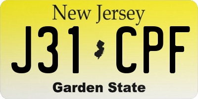 NJ license plate J31CPF