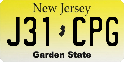 NJ license plate J31CPG