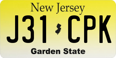 NJ license plate J31CPK