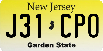 NJ license plate J31CPO