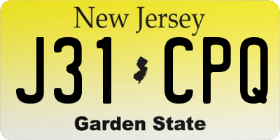 NJ license plate J31CPQ