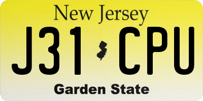 NJ license plate J31CPU
