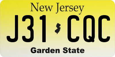 NJ license plate J31CQC