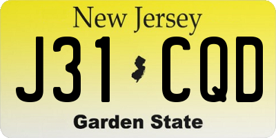 NJ license plate J31CQD