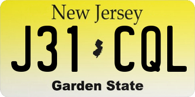 NJ license plate J31CQL