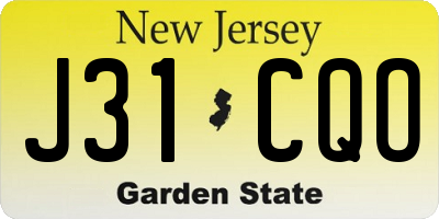 NJ license plate J31CQO