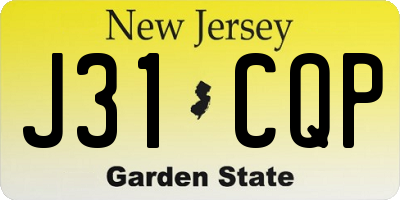 NJ license plate J31CQP