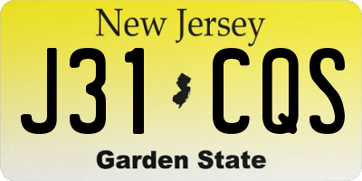 NJ license plate J31CQS