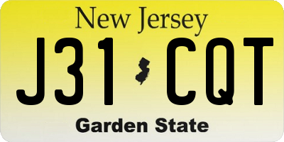 NJ license plate J31CQT