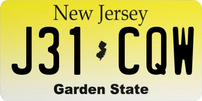NJ license plate J31CQW
