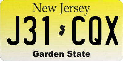 NJ license plate J31CQX