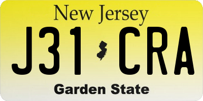 NJ license plate J31CRA