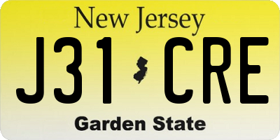 NJ license plate J31CRE