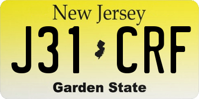 NJ license plate J31CRF