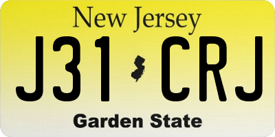 NJ license plate J31CRJ